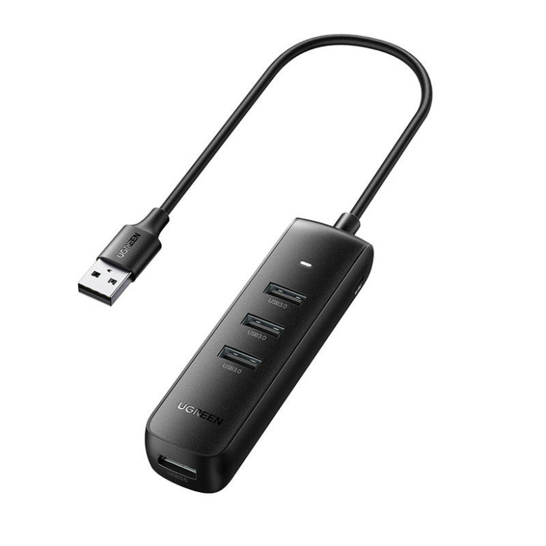 UGREEN CM416 4 az 1-ben USB 4x USB hub adapter, 0,25m (fekete) UGREEN CM416 4 az 1-ben USB 4x USB hub adapter, 0,25m (fekete)