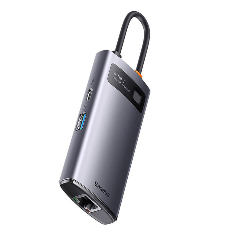 Baseus Metal Gleam Series 4 az 1-ben hub, USB-C - 3x USB 3.0 / Ethernet RJ45 Baseus Metal Gleam Series 4 az 1-ben hub, USB-C - 3x USB 3.0 / Ethernet RJ45
