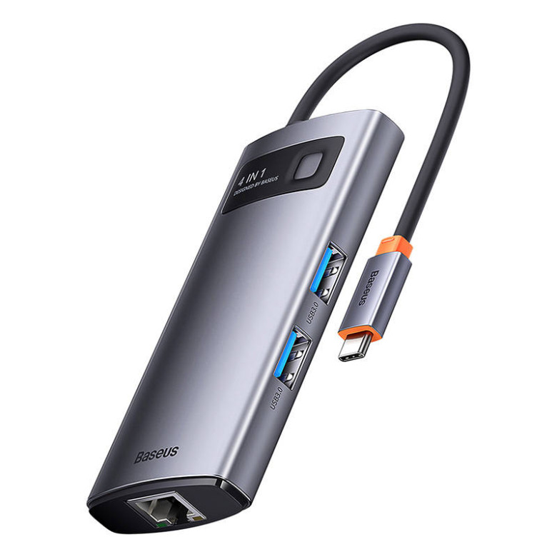 Baseus Metal Gleam Series 4 az 1-ben hub, USB-C - 3x USB 3.0 / Ethernet RJ45 Baseus Metal Gleam Series 4 az 1-ben hub, USB-C - 3x USB 3.0 / Ethernet RJ45