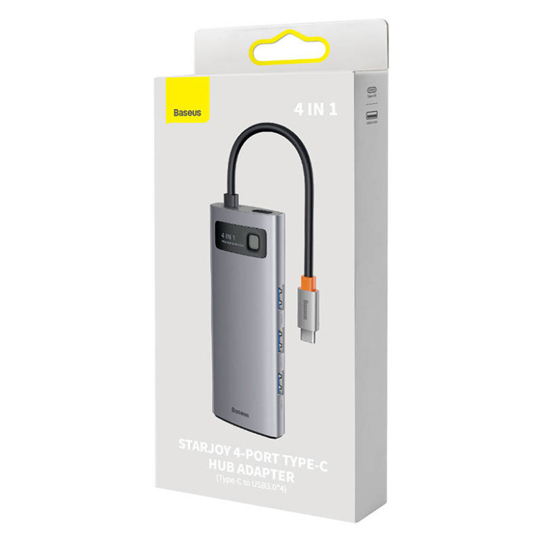 Baseus Metal Gleam Series 4 az 1-ben hub elosztó, USB-C - 4x USB 3.0 Baseus Metal Gleam Series 4 az 1-ben hub elosztó, USB-C - 4x USB 3.0