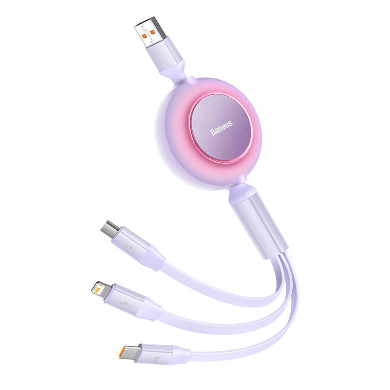 Baseus Bright Mirror 3, 3 az 1-ben Mikro USB / Lightning / USB-C kábel, 66W / 2A, 1.1 m (lila) Baseus Bright Mirror 3, 3 az 1-ben Mikro USB / Lightning / USB-C kábel, 66W / 2A, 1.1 m (lila)