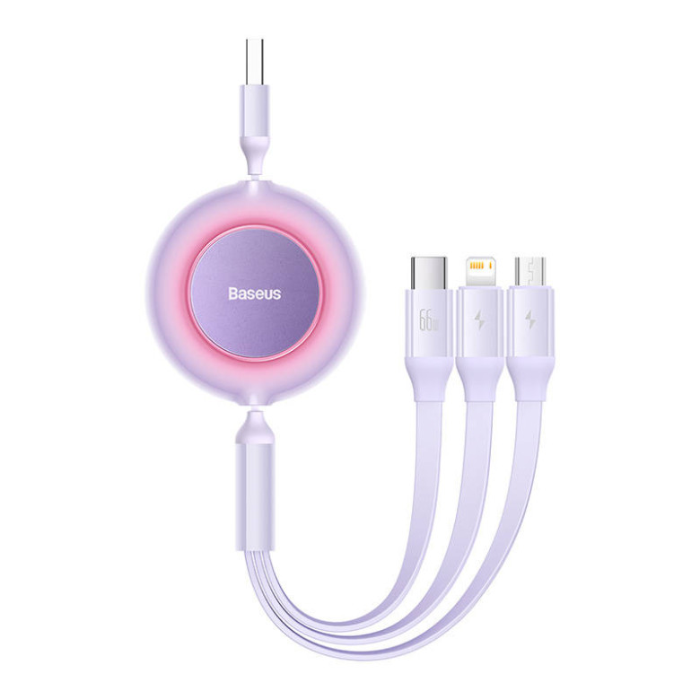 Baseus Bright Mirror 3, 3 az 1-ben Mikro USB / Lightning / USB-C kábel, 66W / 2A, 1.1 m (lila) Baseus Bright Mirror 3, 3 az 1-ben Mikro USB / Lightning / USB-C kábel, 66W / 2A, 1.1 m (lila)