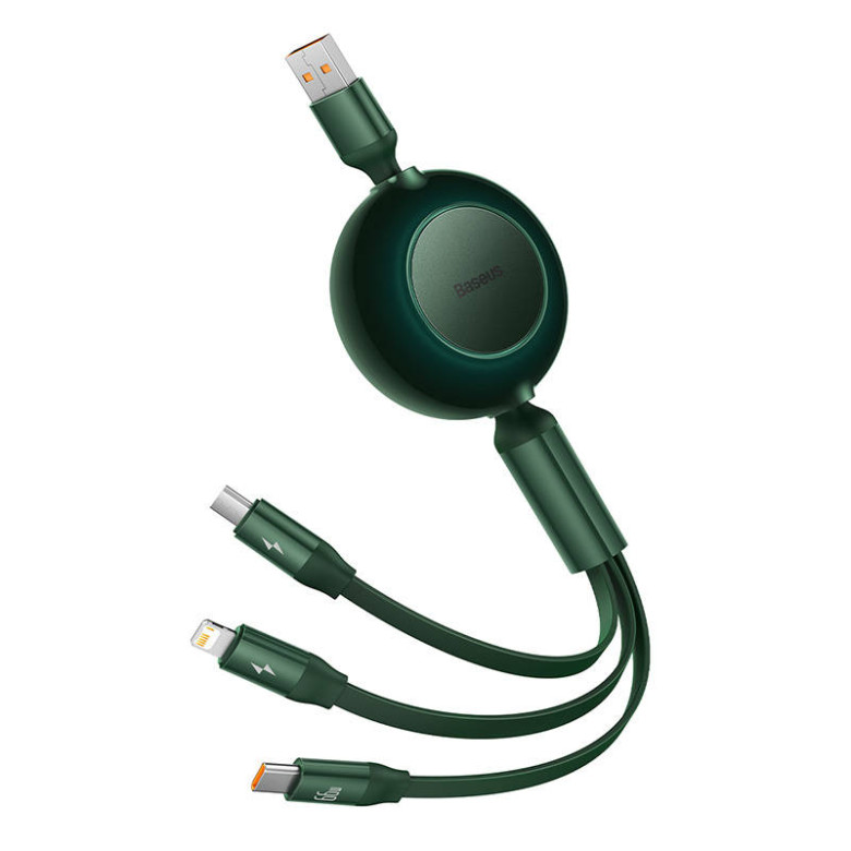 Baseus Bright Mirror 3, 3 az 1-ben Mikro USB / Lightning / USB-C kábel, 66W / 2A, 1.1 m (zöld) Baseus Bright Mirror 3, 3 az 1-ben Mikro USB / Lightning / USB-C kábel, 66W / 2A, 1.1 m (zöld)