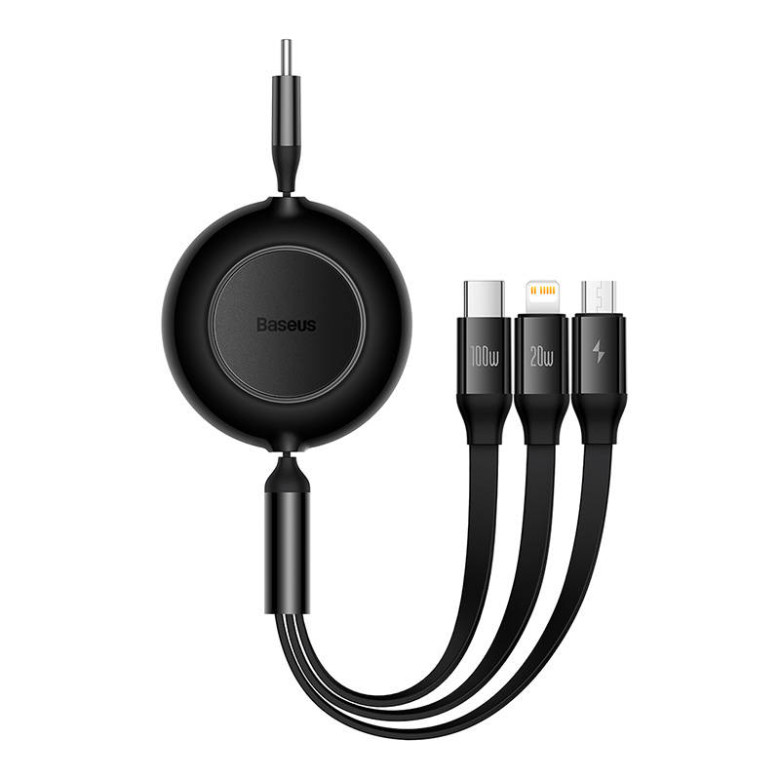 Baseus Bright Mirror 4, 3 az 1-ben Mikro USB / Lightning / USB-C kábel, 100W, 3.5A, 1.1 m (fekete) Baseus Bright Mirror 4, 3 az 1-ben Mikro USB / Lightning / USB-C kábel, 100W, 3.5A, 1.1 m (fekete)