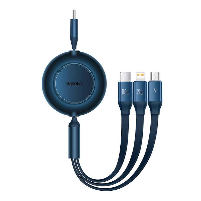 Baseus Bright Mirror 4, 3 az 1-ben Mikro USB / Lightning / USB-C kábel, 100W, 3.5A, 1.1 m (kék) Baseus Bright Mirror 4, 3 az 1-ben Mikro USB / Lightning / USB-C kábel, 100W, 3.5A, 1.1 m (kék)
