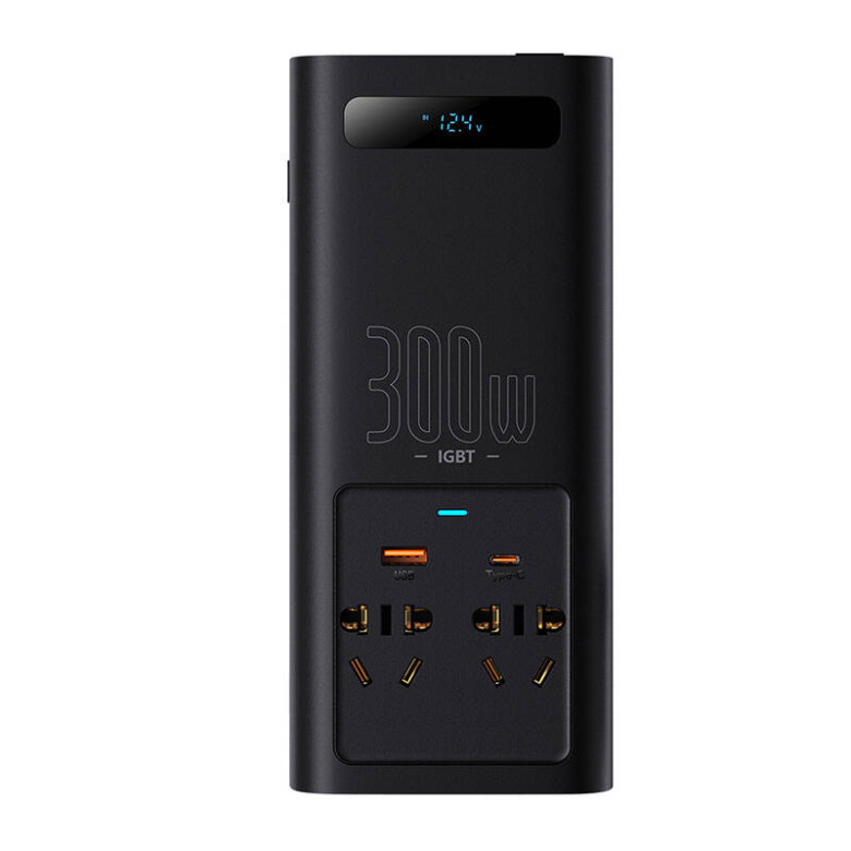 Baseus 300W, 220V, CN / EU autós inverter (fekete) Baseus 300W, 220V, CN / EU autós inverter (fekete)