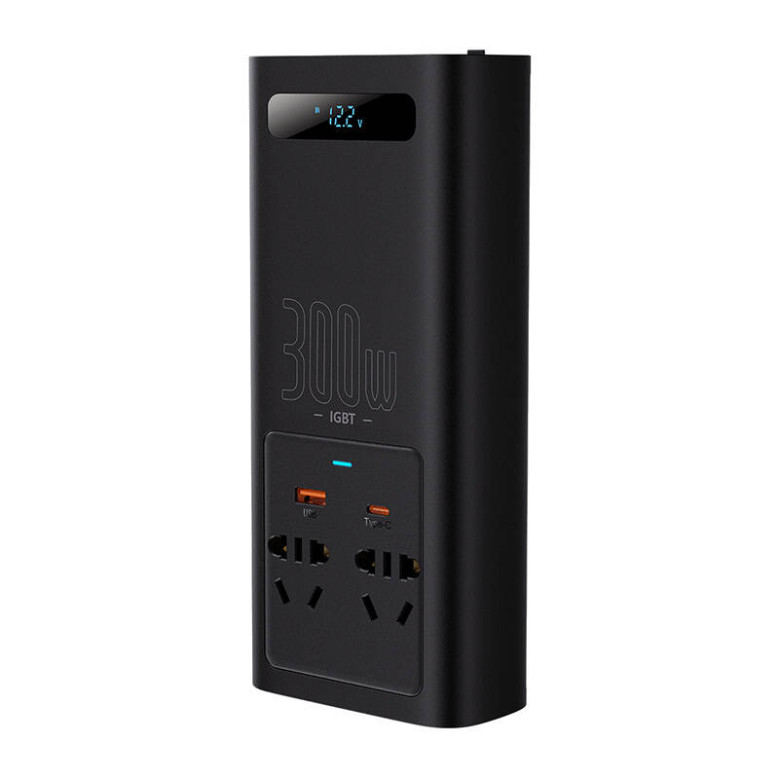 Baseus 300W, 220V, CN / EU autós inverter (fekete) Baseus 300W, 220V, CN / EU autós inverter (fekete)