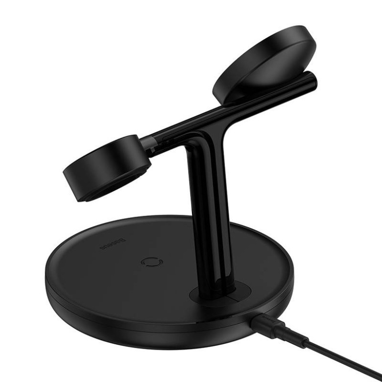 Baseus MagSafe állvány, 3 az 1-ben indukciós töltő 15 W (fekete) Baseus MagSafe állvány, 3 az 1-ben indukciós töltő 15 W (fekete)