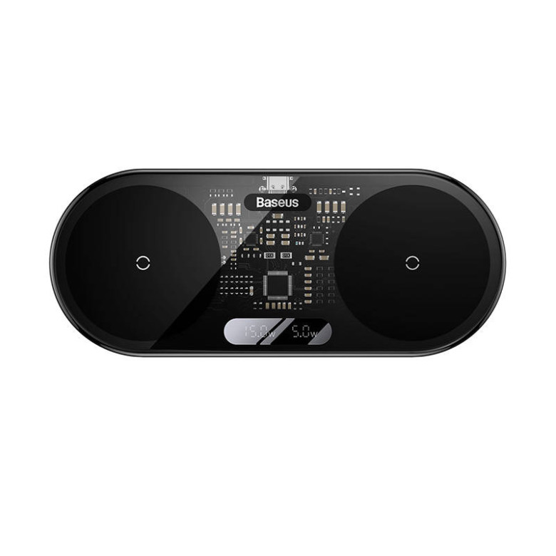Baseus Digital LED Display Kettős Qi vezeték nélküli töltő, 20W Baseus Digital LED Display Kettős Qi vezeték nélküli töltő, 20W