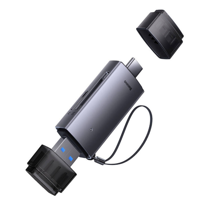 Baseus Lite Series SD/TF memóriakártya olvasó, USB + USB-C (szürke) Baseus Lite Series SD/TF memóriakártya olvasó, USB + USB-C (szürke)