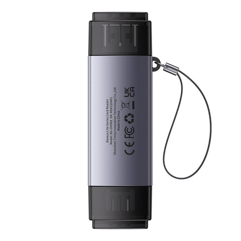 Baseus Lite Series SD/TF memóriakártya olvasó, USB + USB-C (szürke) Baseus Lite Series SD/TF memóriakártya olvasó, USB + USB-C (szürke)