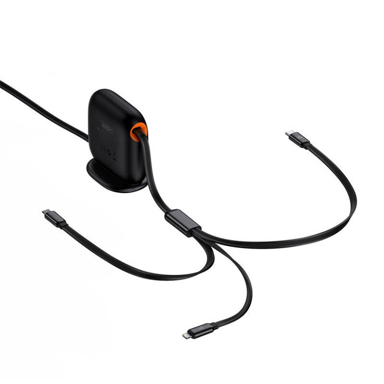Baseus Traction 3in1 USB-C / Lightning / Micro 100W 1.7m kábel (fekete) Baseus Traction 3in1 USB-C / Lightning / Micro 100W 1.7m kábel (fekete)