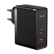Baseus GaN USB-C + USB fali töltő, 100W + 1m kábel (fekete) Baseus GaN USB-C + USB fali töltő, 100W + 1m kábel (fekete)