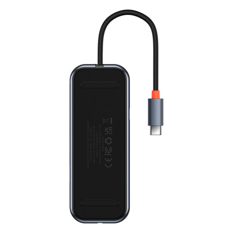 Baseus AcmeJoy 5 az 1-ben Hub, USB-C - 2xUSB 3.0, USB 2.0, USB-C PD, RJ45 (sötétszürke) Baseus AcmeJoy 5 az 1-ben Hub, USB-C - 2xUSB 3.0, USB 2.0, USB-C PD, RJ45 (sötétszürke)