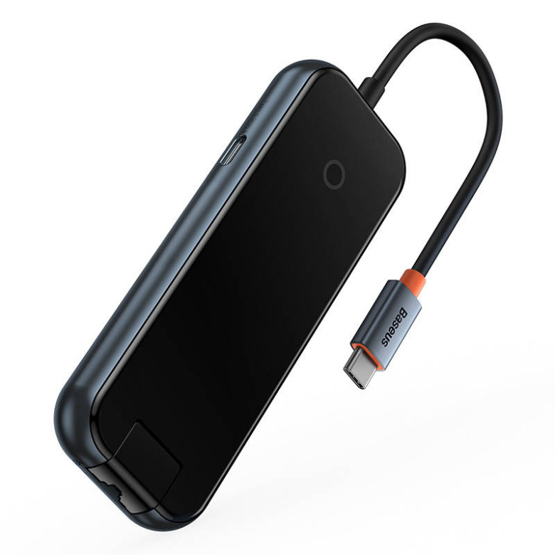 Baseus AcmeJoy 5 az 1-ben Hub, USB-C - 2xUSB 3.0, USB 2.0, USB-C PD, RJ45 (sötétszürke) Baseus AcmeJoy 5 az 1-ben Hub, USB-C - 2xUSB 3.0, USB 2.0, USB-C PD, RJ45 (sötétszürke)