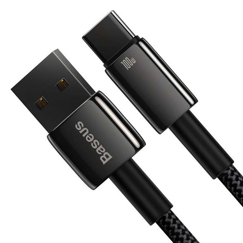 Baseus Tungsten Gold USB - USB-C Kábel, 100W, 2m (fekete) Baseus Tungsten Gold USB - USB-C Kábel, 100W, 2m (fekete)