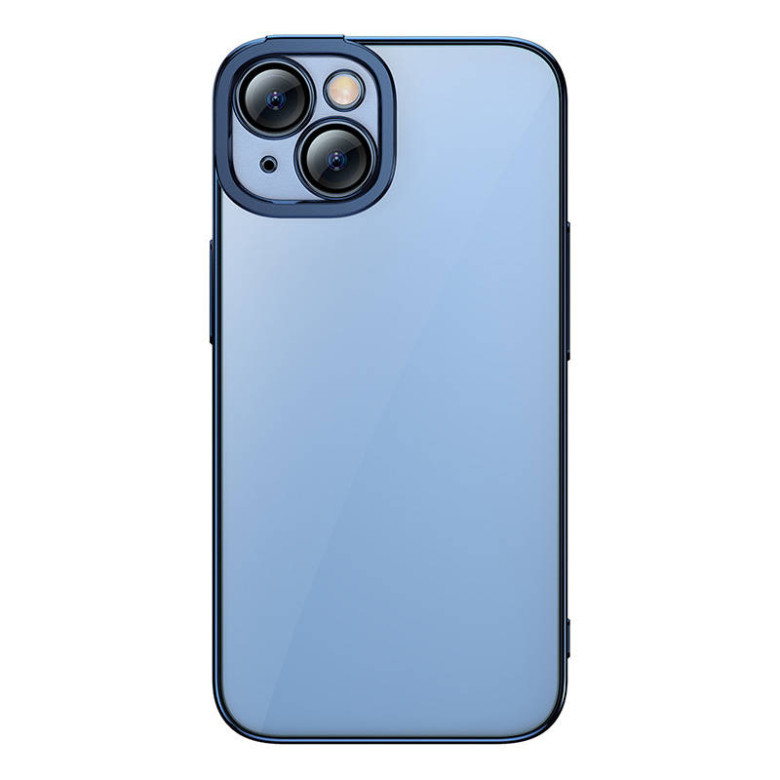 Baseus Glitter iPhone 14 Plus Átlátszó tok és üvegfólia (kék) Baseus Glitter iPhone 14 Plus Átlátszó tok és üvegfólia (kék)