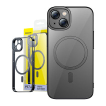 Baseus Glitter iPhone 14 Plus Átlátszó tok és üvegfólia (fekete)