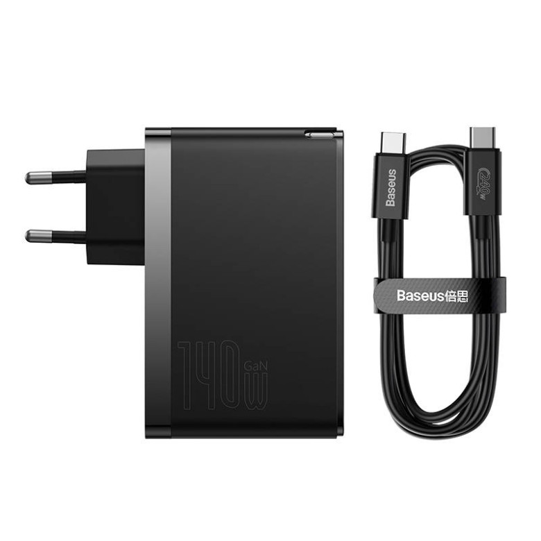 Baseus GaN5 Pro Gyorstöltő, 2C+U 140W (fekete) Baseus GaN5 Pro Gyorstöltő, 2C+U 140W (fekete)