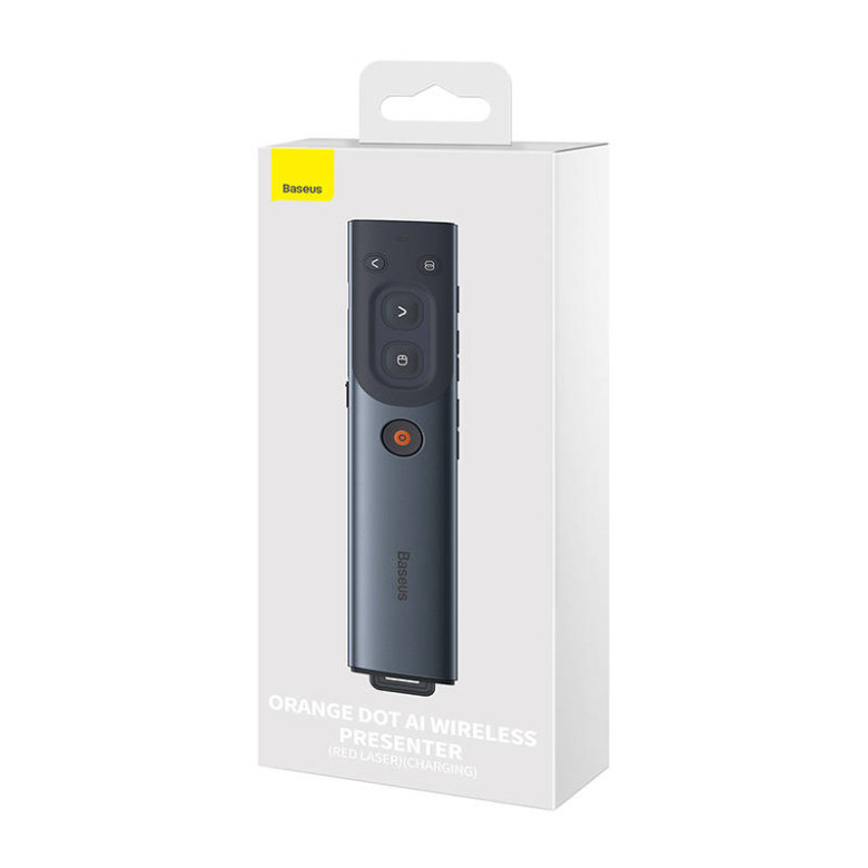 Baseus Orange Dot Multifunkcionális távirányító prezentációhoz, piros lézermutatóval (szürke) Baseus Orange Dot Multifunkcionális távirányító prezentációhoz, piros lézermutatóval (szürke)