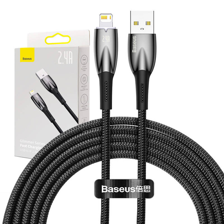 Baseus Glimmer USB - Lightning töltőkábel, 2.4A, 2m (fekete) Baseus Glimmer USB - Lightning töltőkábel, 2.4A, 2m (fekete)