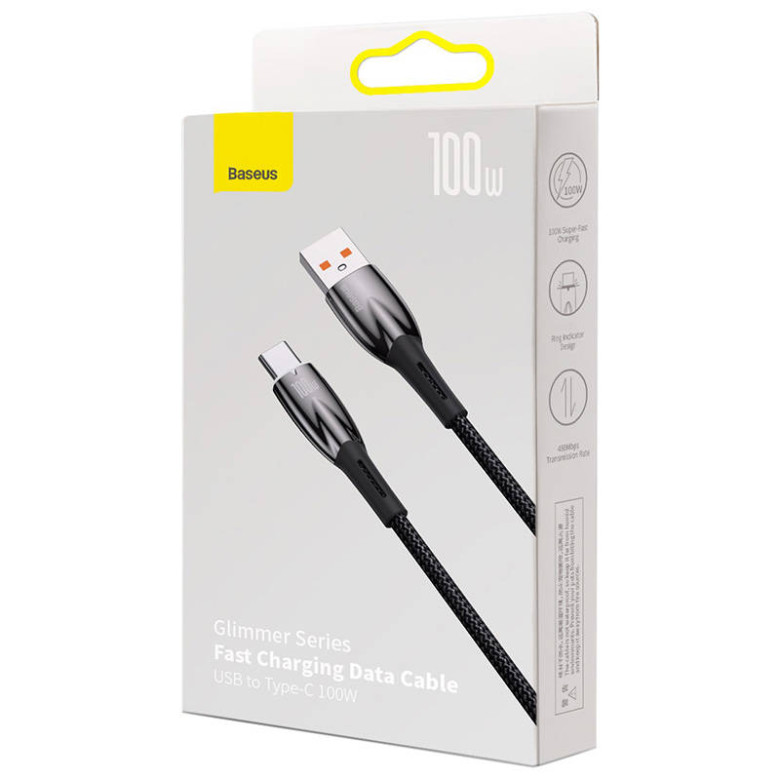 Baseus Glimmer USB - USB-C töltőkábel, 100W, 1m (fekete) Baseus Glimmer USB - USB-C töltőkábel, 100W, 1m (fekete)