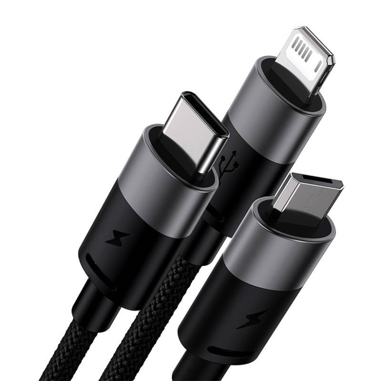 Baseus StarSpeed 3 az 1-ben töltőkábel USB - USB-C + Micro + Lightning 3,5A, 1.2m (fekete) Baseus StarSpeed 3 az 1-ben töltőkábel USB - USB-C + Micro + Lightning 3,5A, 1.2m (fekete)
