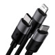 Baseus StarSpeed 3 az 1-ben töltőkábel USB - USB-C + Micro + Lightning 3,5A, 1.2m (fekete)