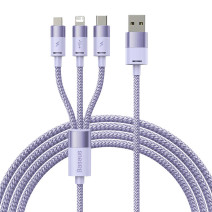 Baseus StarSpeed 3 az 1-ben töltőkábel USB - USB-C + Micro + Lightning 3,5A, 1.2m (lila) Baseus StarSpeed 3 az 1-ben töltőkábel USB - USB-C + Micro + Lightning 3,5A, 1.2m (lila)