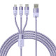 Baseus StarSpeed 3 az 1-ben töltőkábel USB - USB-C + Micro + Lightning 3,5A, 1.2m (lila) Baseus StarSpeed 3 az 1-ben töltőkábel USB - USB-C + Micro + Lightning 3,5A, 1.2m (lila)