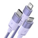Baseus StarSpeed 3 az 1-ben töltőkábel USB - USB-C + Micro + Lightning 3,5A, 1.2m (lila) Baseus StarSpeed 3 az 1-ben töltőkábel USB - USB-C + Micro + Lightning 3,5A, 1.2m (lila)