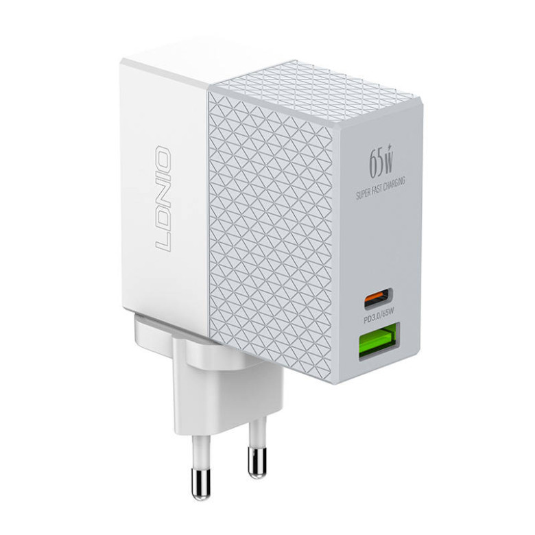 LDNIO A2620C USB, USB-C 65W hálózati töltő + USB-C - USB-C kábel LDNIO A2620C USB, USB-C 65W hálózati töltő + USB-C - USB-C kábel