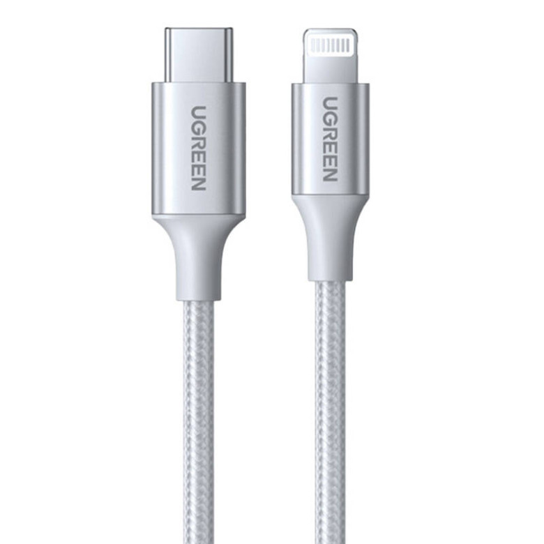 UGREEN 3A US304 Lightning USB-C 2.0 Kábel 1m (ezüst) UGREEN 3A US304 Lightning USB-C 2.0 Kábel 1m (ezüst)