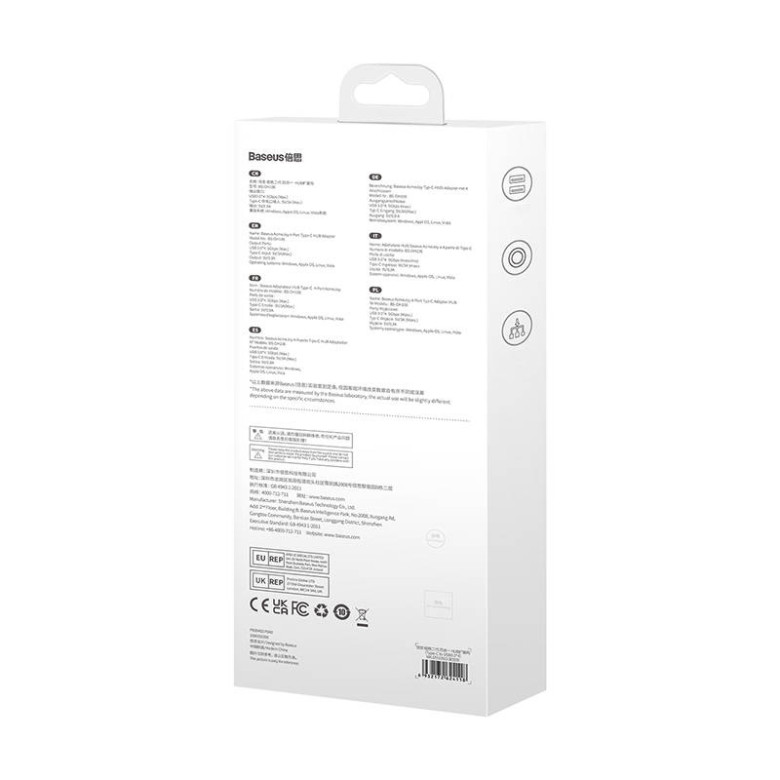 Baseus 4 az 1-ben HUB adapter USB-C - 4xUSB 3.0 (sötétszürke) Baseus 4 az 1-ben HUB adapter USB-C - 4xUSB 3.0 (sötétszürke)