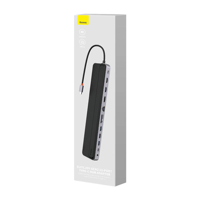 Baseus EliteJoy Gen2 12 az 1-ben HUB, USB-C + 2xHDMI + 3xUSB 3.0 + PD + DP + SD/TF + RJ45 + USB-C + 3.5mm (sötétszürke) Baseus EliteJoy Gen2 12 az 1-ben HUB, USB-C + 2xHDMI + 3xUSB 3.0 + PD + DP + SD/TF + RJ45 + USB-C + 3.5mm (sötétszürke)