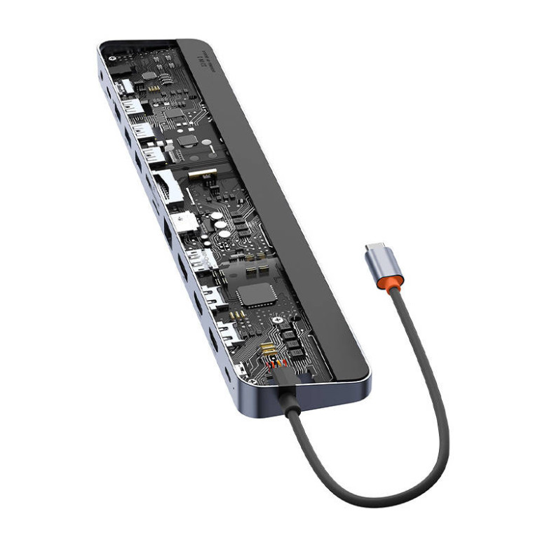 Baseus EliteJoy Gen2 12 az 1-ben HUB, USB-C + 2xHDMI + 3xUSB 3.0 + PD + DP + SD/TF + RJ45 + USB-C + 3.5mm (sötétszürke) Baseus EliteJoy Gen2 12 az 1-ben HUB, USB-C + 2xHDMI + 3xUSB 3.0 + PD + DP + SD/TF + RJ45 + USB-C + 3.5mm (sötétszürke)