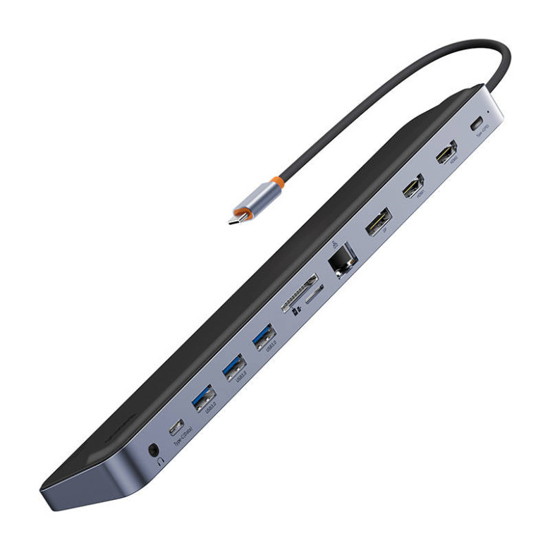 Baseus EliteJoy Gen2 12 az 1-ben HUB, USB-C + 2xHDMI + 3xUSB 3.0 + PD + DP + SD/TF + RJ45 + USB-C + 3.5mm (sötétszürke) Baseus EliteJoy Gen2 12 az 1-ben HUB, USB-C + 2xHDMI + 3xUSB 3.0 + PD + DP + SD/TF + RJ45 + USB-C + 3.5mm (sötétszürke)