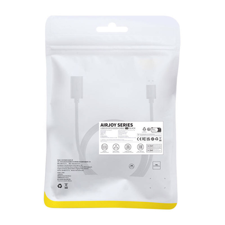 Baseus USB 3.0 hímivarú és nőivarú hosszabbító, AirJoy sorozat, 1m (fekete) Baseus USB 3.0 hímivarú és nőivarú hosszabbító, AirJoy sorozat, 1m (fekete)