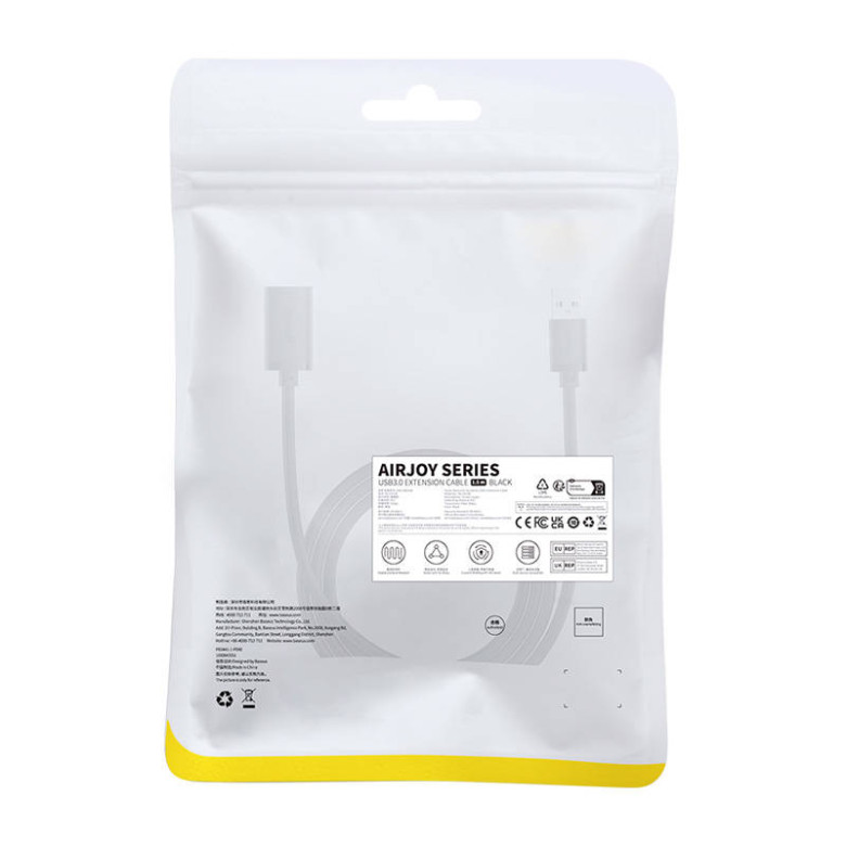 Baseus USB 3.0 hímivarú és nőivarú hosszabbító, AirJoy sorozat, 1,5m (fekete) Baseus USB 3.0 hímivarú és nőivarú hosszabbító, AirJoy sorozat, 1,5m (fekete)
