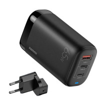 Remax hálózati töltő, RP-U55, 2x USB-C, USB, EU 65W (fekete)