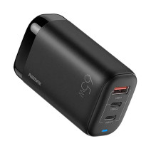 Remax hálózati töltő, RP-U55, 2x USB-C, USB, EU 65W (fekete)