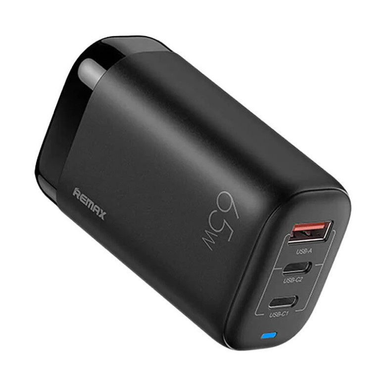 Remax hálózati töltő, RP-U55, 2x USB-C, USB, EU 65W (fekete) Remax hálózati töltő, RP-U55, 2x USB-C, USB, EU 65W (fekete)