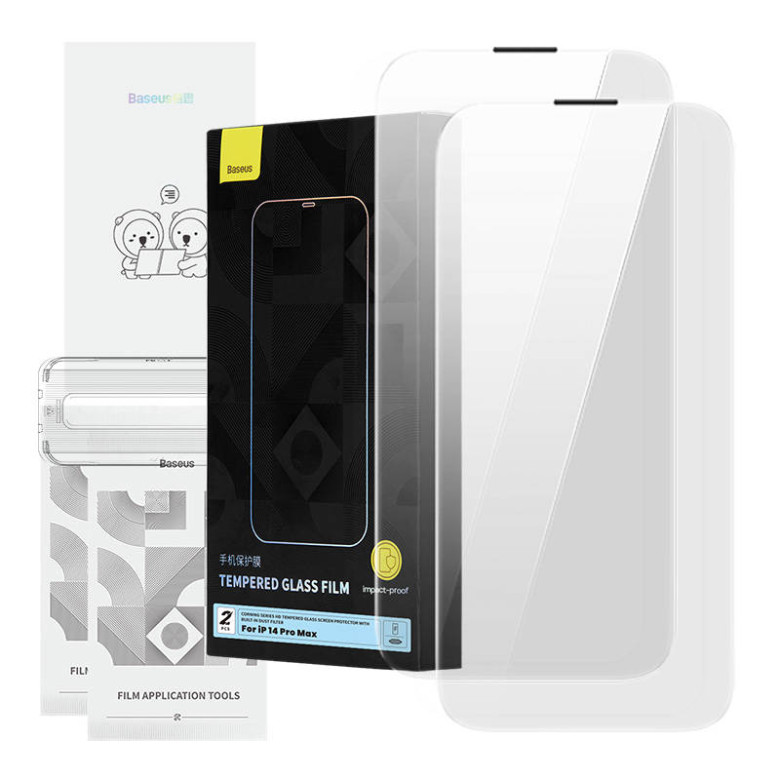 Baseus Corning edzett üveg iPhone 14 Pro Max készülékhez porszűrővel