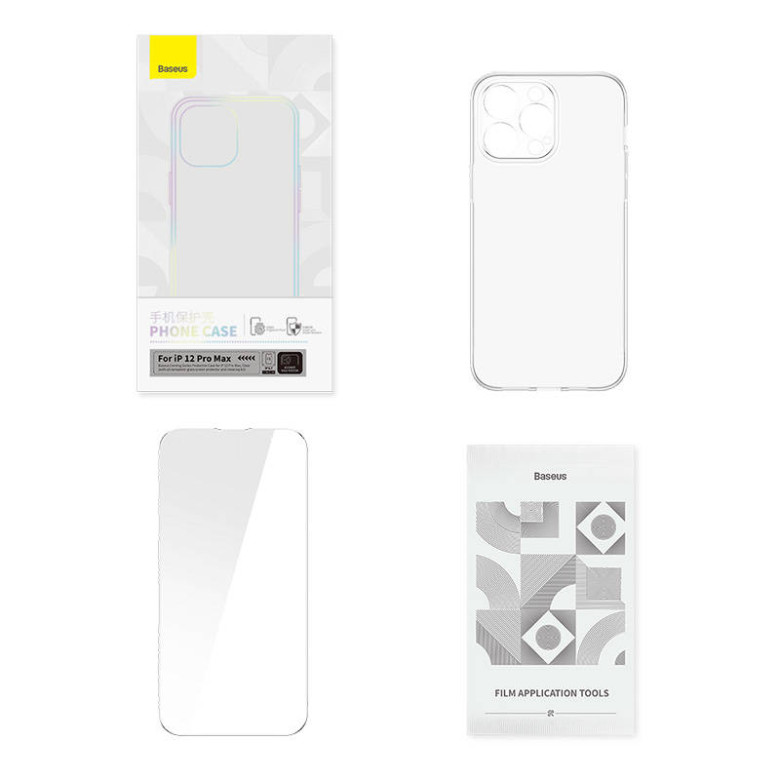 Baseus Corning Védőszett átlátszó tok és edzett üveg iPhone 12 Pro Max készülékhez Baseus Corning Védőszett átlátszó tok és edzett üveg iPhone 12 Pro Max készülékhez