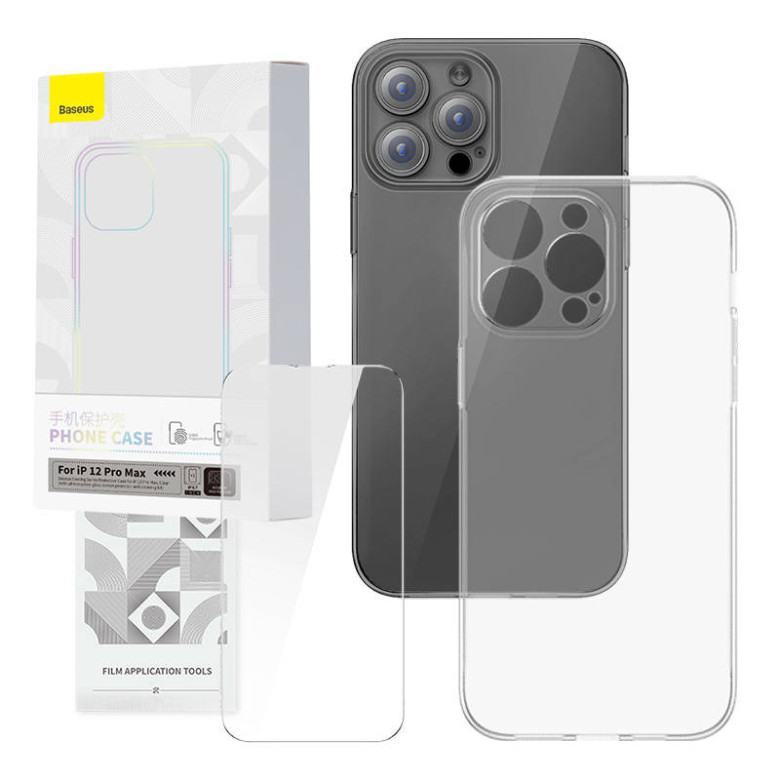Baseus Corning Védőszett átlátszó tok és edzett üveg iPhone 12 Pro Max készülékhez Baseus Corning Védőszett átlátszó tok és edzett üveg iPhone 12 Pro Max készülékhez
