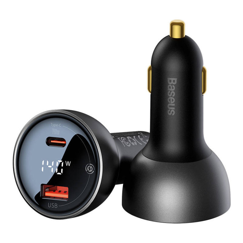 Baseus Superme autós töltő, USB, USB-C, 140W (fekete) Baseus Superme autós töltő, USB, USB-C, 140W (fekete)