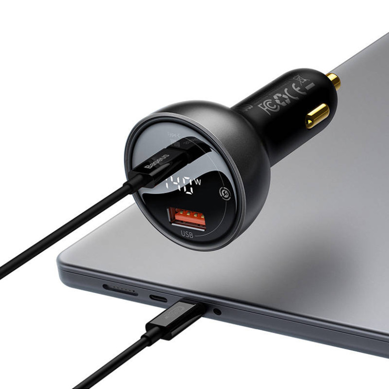 Baseus Superme autós töltő, USB, USB-C, 140W (fekete) Baseus Superme autós töltő, USB, USB-C, 140W (fekete)