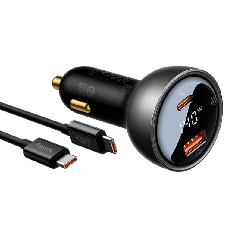 Baseus Superme autós töltő, USB, USB-C, 140W (fekete) Baseus Superme autós töltő, USB, USB-C, 140W (fekete)