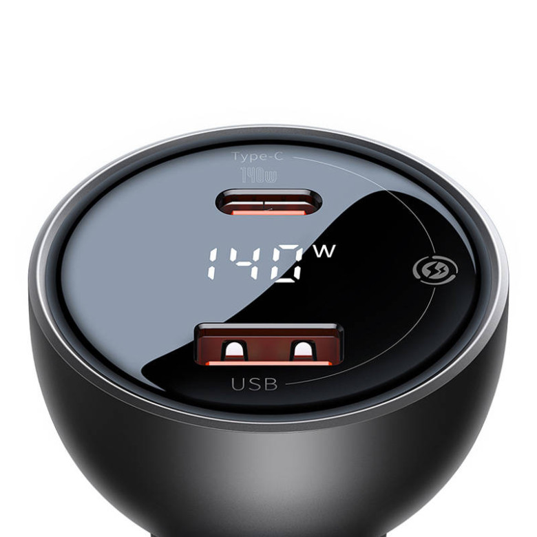 Baseus Superme autós töltő, USB, USB-C, 140W (fekete) Baseus Superme autós töltő, USB, USB-C, 140W (fekete)