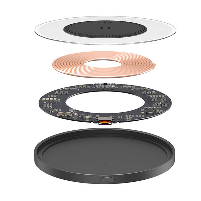 Baseus Simple 2 vezeték nélküli induktív töltő, 15W, USB-C USB-C kábellel (fekete) Baseus Simple 2 vezeték nélküli induktív töltő, 15W, USB-C USB-C kábellel (fekete)